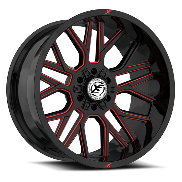 XF OFF-ROAD XF-235 GLOSS BLACK &amp; RED MILLED 20X10 5X127/5X5.5 -12 +78.1