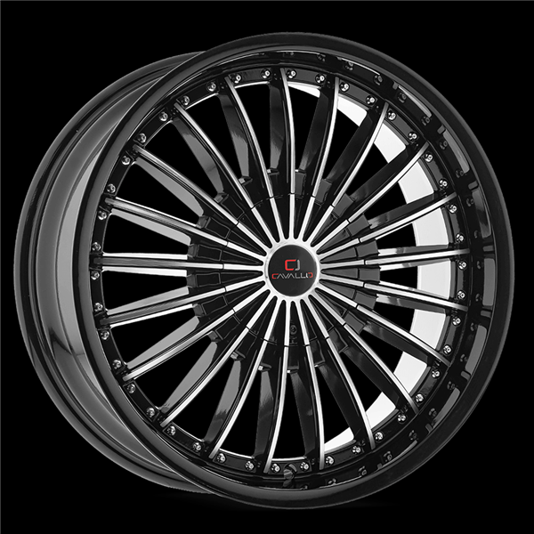 CAVALLO CLV-32 GLOSS BLACK & MACHINED 22X8.5 5X110/5X5.5 +38 +74.1 *NC*
