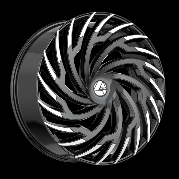 AZARA AZA-536 GLOSS BLACK & MACHINED 22X8.5 5X112/5X4.5 +38 +74.1 *NC*