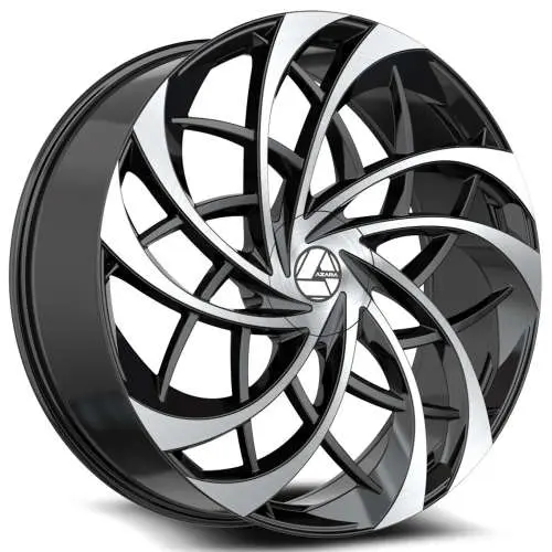 AZZARA AZA-540 GLOSS BLACK & MACHINED 22X8.5 5X4.5/5X4.75 +38 +74.1 *NC*