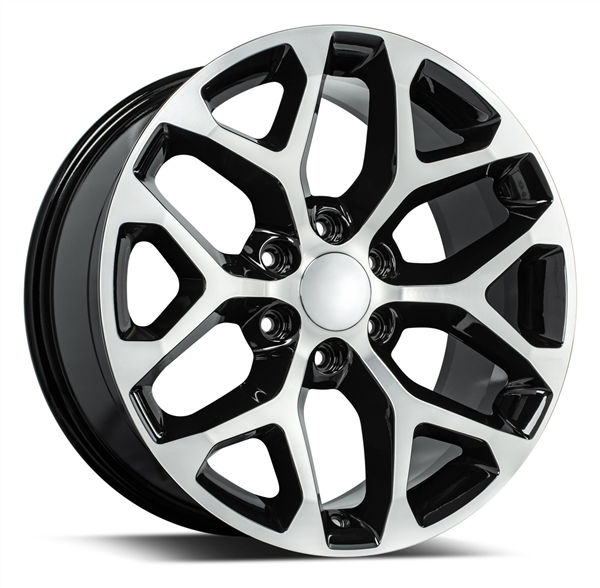 SNOWFLAKE CHEVY 22X9 6X5.5/6X139.7 +24MM C.B:78.1 BLACK MACHINE FACE *SMX201X*