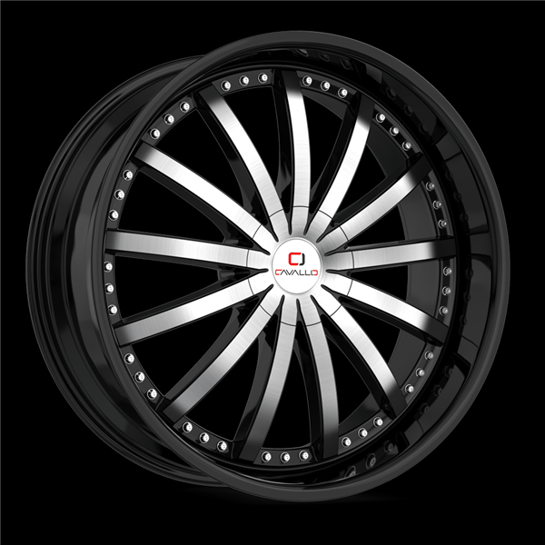 CAVALLO CLV-53 GLOSS BLACK & MACHINED 22X8.5 5X112/5X4.5 +38 +74.1 *NC*