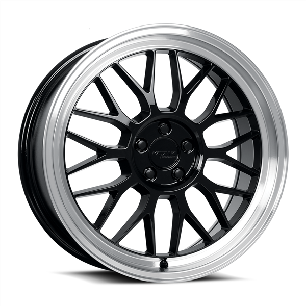 KATANA KR06 18X8 5X114.3/5X4.5 +40MM C.B 73.1 GLOSSY BLACK MACHINED LIP