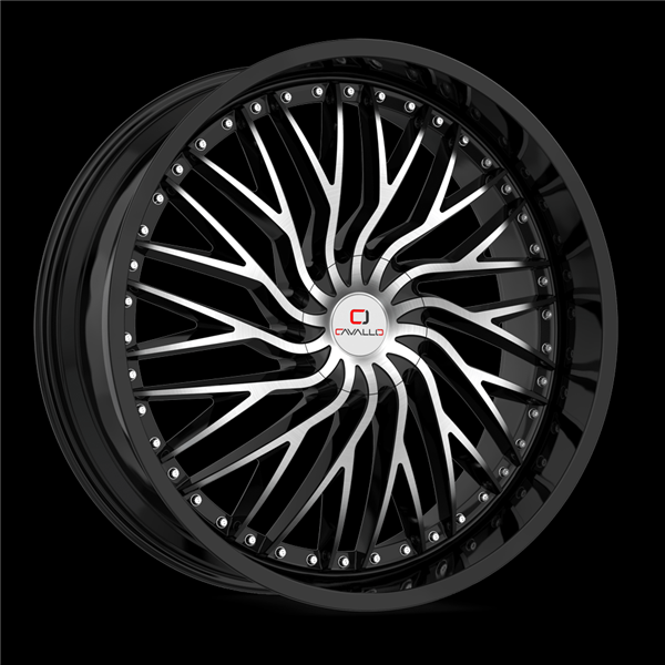 CAVALLO CLV-43 GLOSS BLACK & MACHINED 22X8.5 5X112/5X4.5 +38 +74.1 *NC*