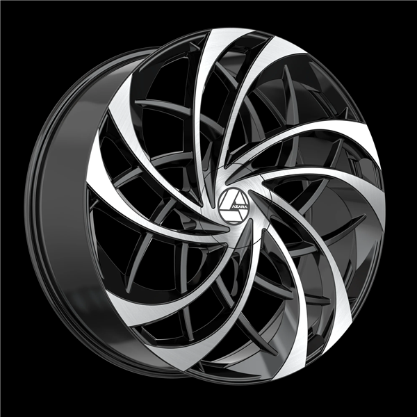 AZARA AZA-540 GLOSS BLACK & MACHINED 20X8.5 5X4.25/5X4.5 +35 +74.1 *NC*