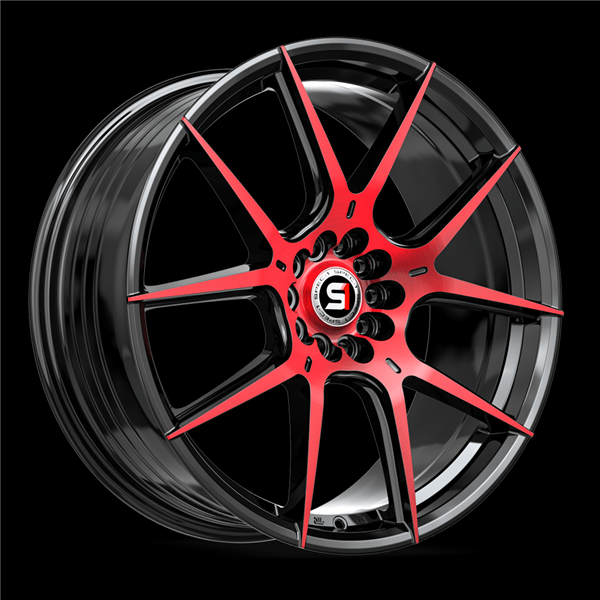 SPEC-1 SP-71 GLOSS BLACK & RED MACHINED 17X8.0 5X4.25/5X4.5 +42 +73.1 *NC*