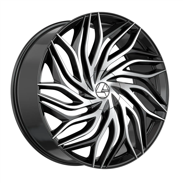 AZARA AZA-537 GLOSS BLACK & MACHINED 20X8.5 5X4.5/5X4.75 +35 +74.1 *NC*