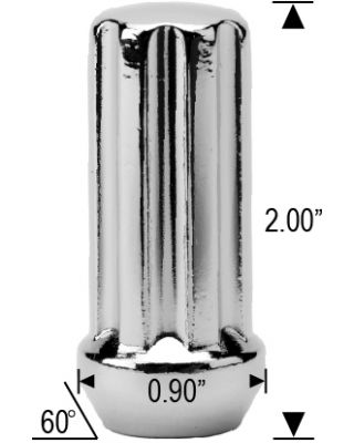 14X2.0 TRUCK DUPLEX SPLINE CHROME LUG NUT 2.0" LONG