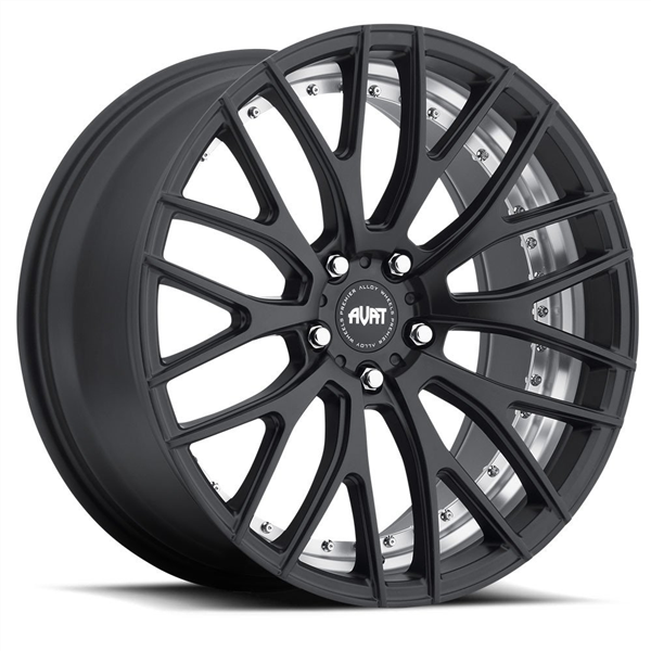 AVAT-AV2 MATTE BLACK/MACHINE UNDER CUT 20X9.5 5X112 +40 +66.6