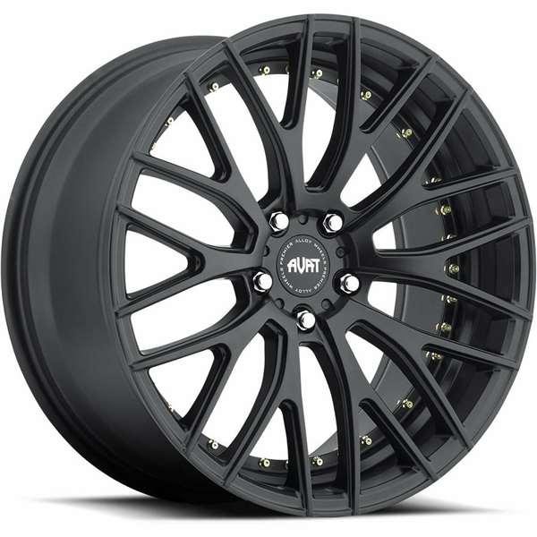 AVAT-AV2 MATTE BLACK/GOLD RIVETS 20X9.5 5X112 +40 +66.6