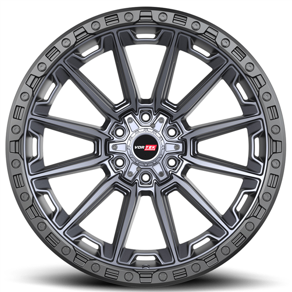 VORTEK VRT-601 SPARTAN MATTE TITANIUM WITH BLACK BEAD RING 20X10 6X135/6X139.7 -12 106.1 *NC*