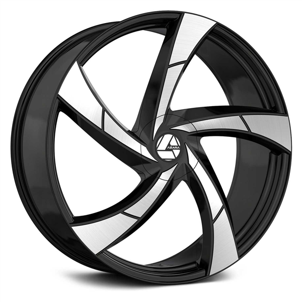 AZARA AZA-524 GLOSS BLACK & MACHINED FACE 20X8.5 5X114.3/5X120 +35 +74.1 *NC*