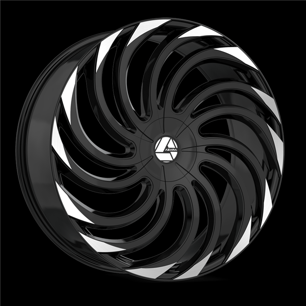 AZARA AZA-534 GLOSS BLACK & MACHINED 18X8 5X4.5/5X4.75 +35 +74.1 *NC*