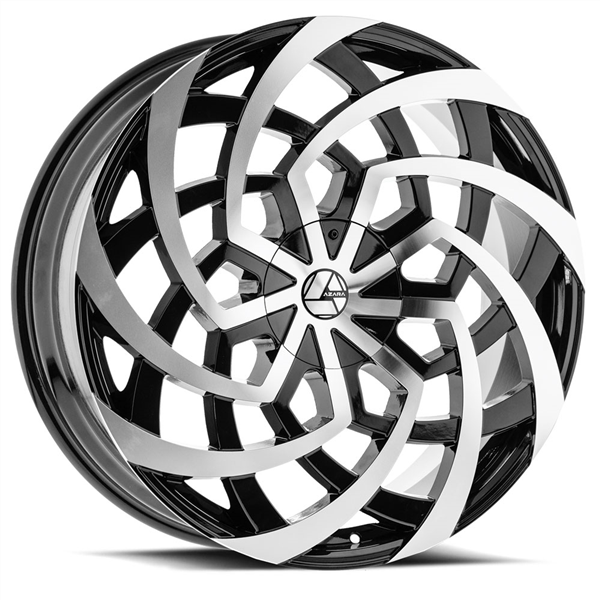AZARA AZA-521 GLOSS BLACK/MACHINE 22X9.5 6X135/6X5.5 +25 +108