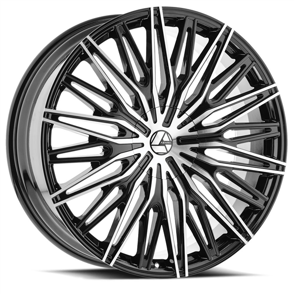 AZARA AZA-522 GLOSS BLACK MACHINE 20X8.5 5X112 5X114.3 +35 CB 74.10 *NC*