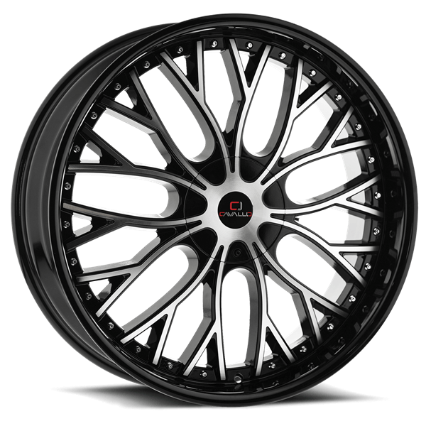 CAVALLO-CLV33 GLOSS BLACK/MACHINE 20X8.5 5X108 5X114.3 +35 74.10 *NC*