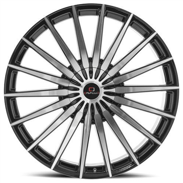 CAVALLO CLV-34 GLOSS BLACK & MACHINED 22X9.5 5X115/5X120 +15 74.1 *NC*