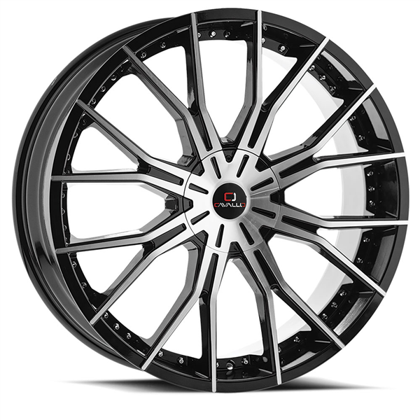 CAVALLO-CLV36 GLOSS BLACK/MACHINE 20X8.5 5X110/5X4.5 +35 +74.1*NC*
