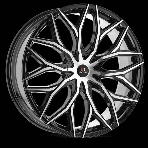 CAVALLO CLV-37 GLOSS BLACK & MACHINED 22X9.5 5X115/5X4.75 +15 +74.1 *NC*
