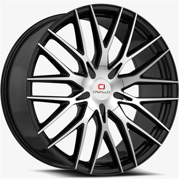 CAVALLO-CLV45 GLOSS BLACK MACHINE 22X8.5 5X112/5X114.3 +38 +74.1 *NC*