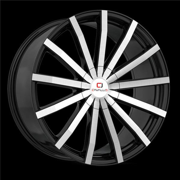 CAVALLO CLV-52 GLOSS BLACK & MACHINED 22X8.5 5X112/5X4.5 +38 +74.1 *NC*