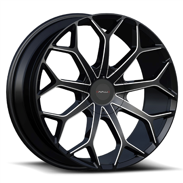 CAVALLO CLV-22 GLOSS BLACK/MILLED 20X8.5 5X120/5X114.3 +35 +74.1 *NC*