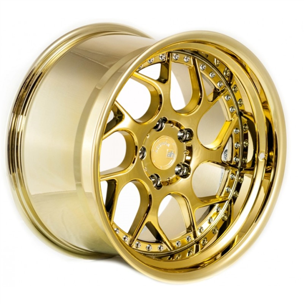 AODHAN-DS01 GOLD VACUUM W/ CHROME RIVETS 18X9.5 5X100 +35 +73.1