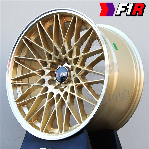 F1R-F23 MACHINE GOLD/POLISH LIP 18X8.5 5X100/5X4.5+38 *STAGGERED*