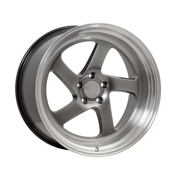 F1R-F28 HYPER BLACK/POLISH LIP 18X8.5 5X100/5X4.5+38 *STAGGERED*