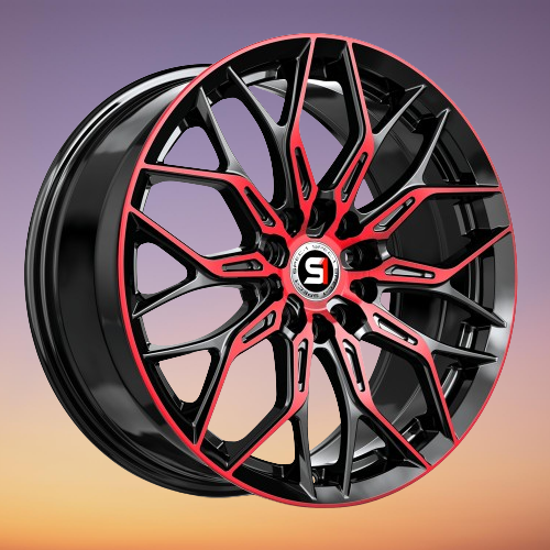 SPEC-1 RACING SP-57 GLOSS BLACK & RED MACHINED 17X7.5 5X4.5/5X4.75 +42 +73.1 *NC*