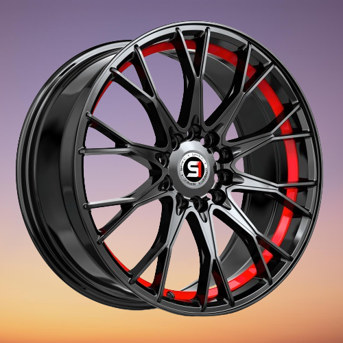 SPEC-1 RACING SP-59 GLOSS BLACK & RED UNDERCUT 17X7.5 5X100/5X4.5 +42 +73.1*NC*