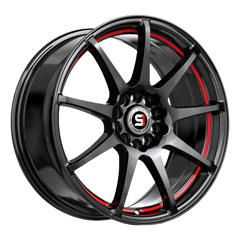 SPEC-1 RACING SP-67 GLOSS BLACK & RED LINE 18X8.0 5X112/5X4.5 +38 +73.1 *NC*