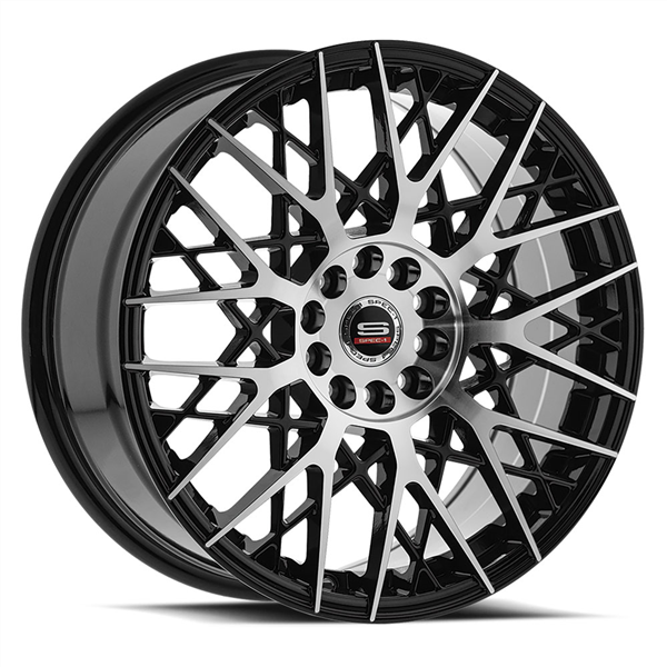 SPEC-1 RACING SP-53 GLOSS BLACK/MACHINED 20X8.5 5X112/5X4.5 +38 +73.1 *RT*