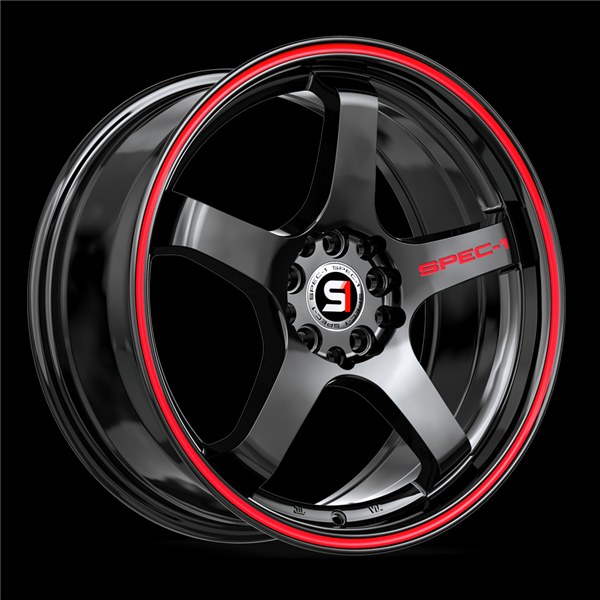 SPEC-1 SPT-31 GLOSS BLACK & RED LINE 20X9.0 5X112/5X114.3 +38 +73.1 *NC*