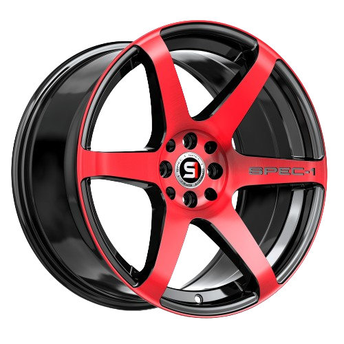 SPEC-1 RACING SPT-32 GLOSS BLACK & RED MACHINED 18X8.0 5X100/5X4.5 +34 +73.1 *NC*