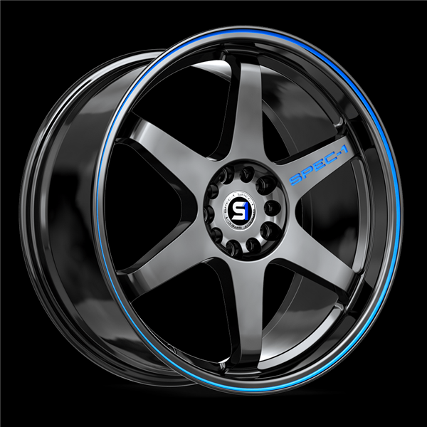 SPEC-1 SPT-33 GLOSS BLACK & BLUE LINE 20X9.0 5X4.5/5X4.75 +38 +73.1 *NC*
