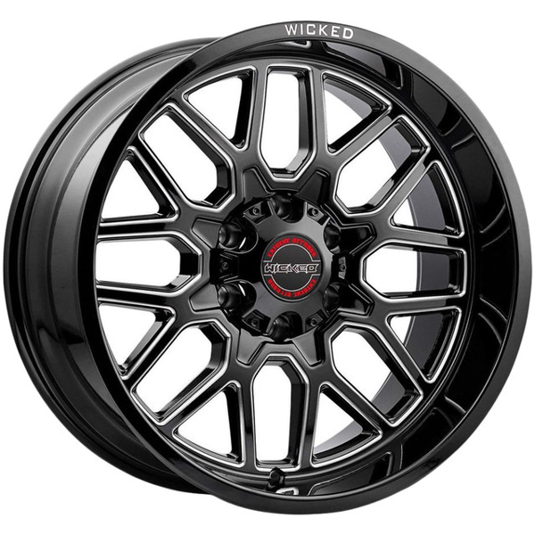 WICKED-OFFROAD W938 GLOSS BLACK MILLED 20X10 6X135 -19 +87.1