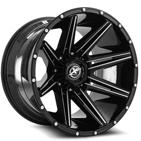 XF OFF-ROAD XF-220 GLOSS BLACK & MILLED 22X12 6X135/6X139.7 -44 +106.4 *NC*