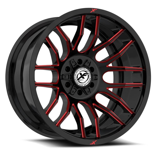 XF OFFROAD-XF232 GLOSS BLACK RED MILLED 20X12 6X135/6X139.7 -44 +106.4 *NC*