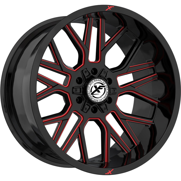 XF OFFROAD-XF235 GLOSS BLACK RED MILLED 20X10 6X135/6X5.5 -12 +106.4 *NC*