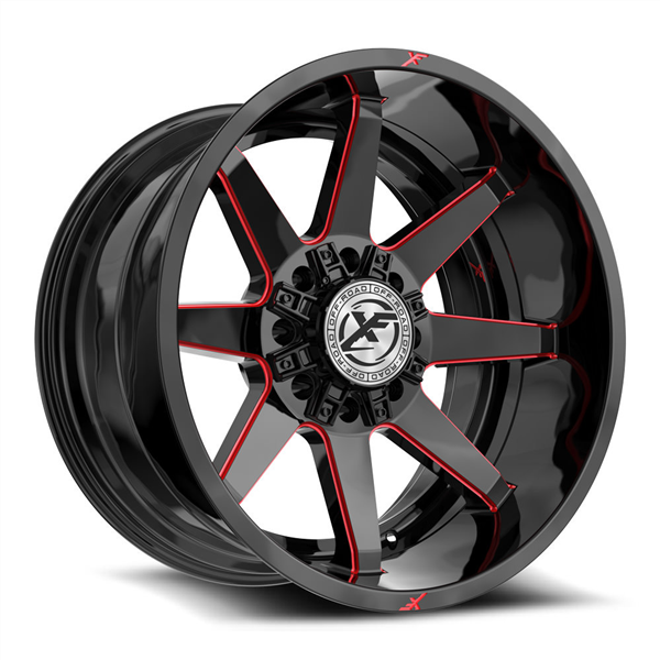 XF OFF-ROAD XF-236 GLOSS BLACK & RED MILLED 20X10 8X165.1/8X170 -12 +125.2 *NC*
