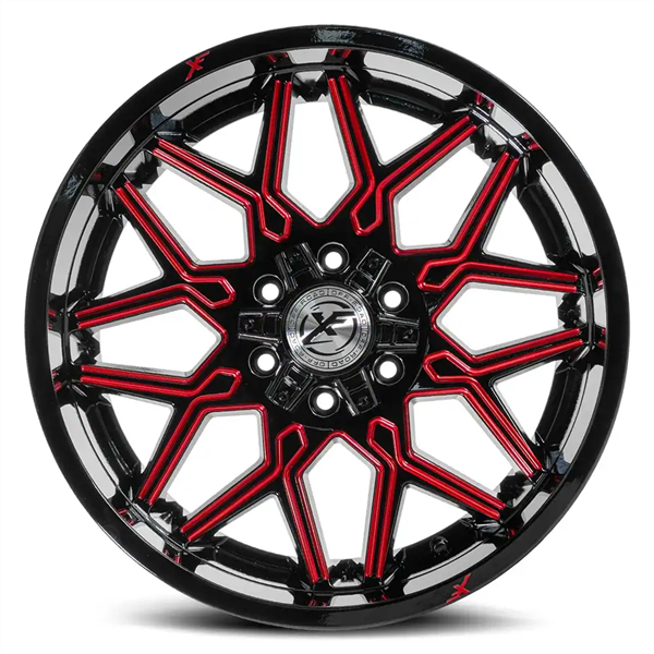 XF OFFROAD XF-238 GLOSS BLACK & RED MILLED 17X9 5X127/5X139.7 +0 78.1 *NC*