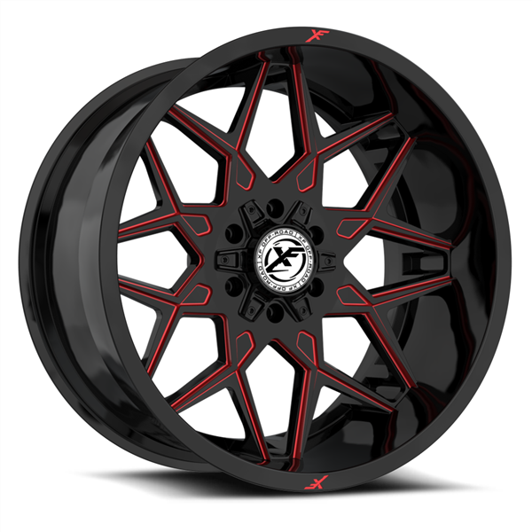 XF OFFROAD-XF238 GLOSS BLACK RED MILLED 20X10 6X135/6X5.5 -12 +106.4 *NC*
