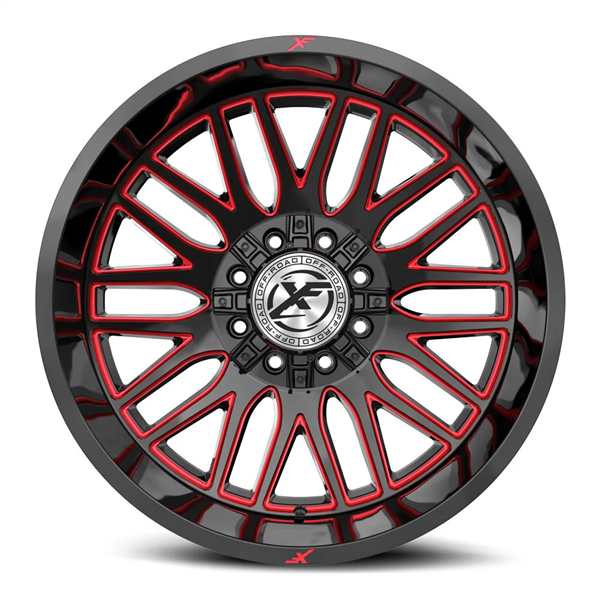 XF OFFROAD XF-240 GLOSS BLACK & RED MILLED 17X9 6X135/6X139.7 +12 106.4 *NC*