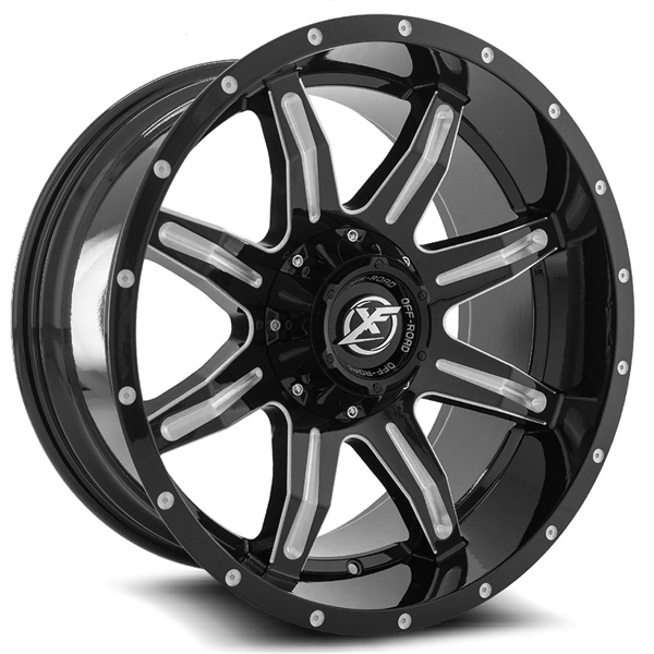 XF OFFROAD-XF215 GLOSS BLACK/MILLED 20X9.0 8X6.5/8X170 +12 +125.2 *RT*