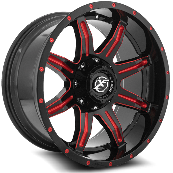 XF OFFROAD-XF215 GLOSS BLACK/RED MILLED 20X9.0 6X135/6X5.5 +12 +108
